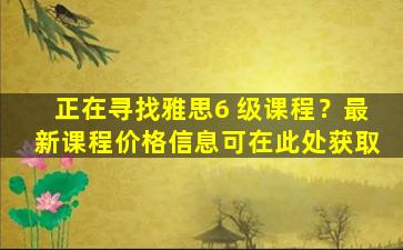 正在寻找雅思6 级课程？最新课程价格信息可在此处获取